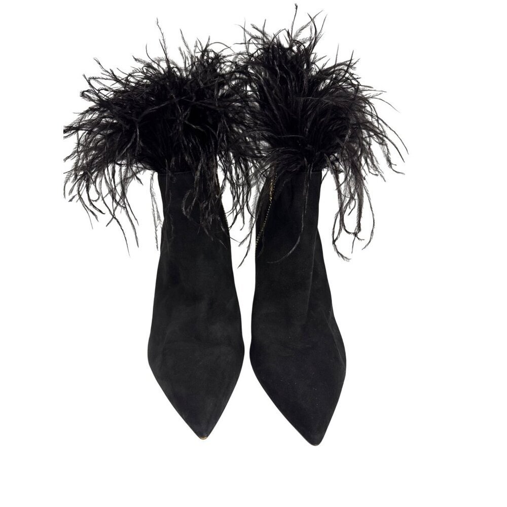 Michael Kors Whitby Women's Ankle Boot Feather Trim Suede Stiletto Heel Size 10 - Picture 3 of 10